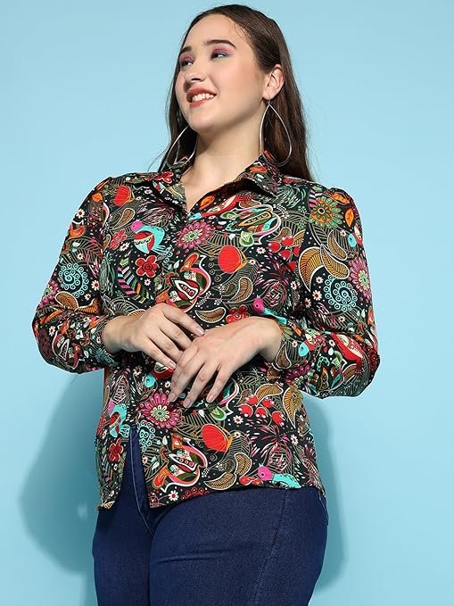 Women's Casual Shirt -Stylish Floral Collar, Regular Fit, and Comfortable Cotton Fabric