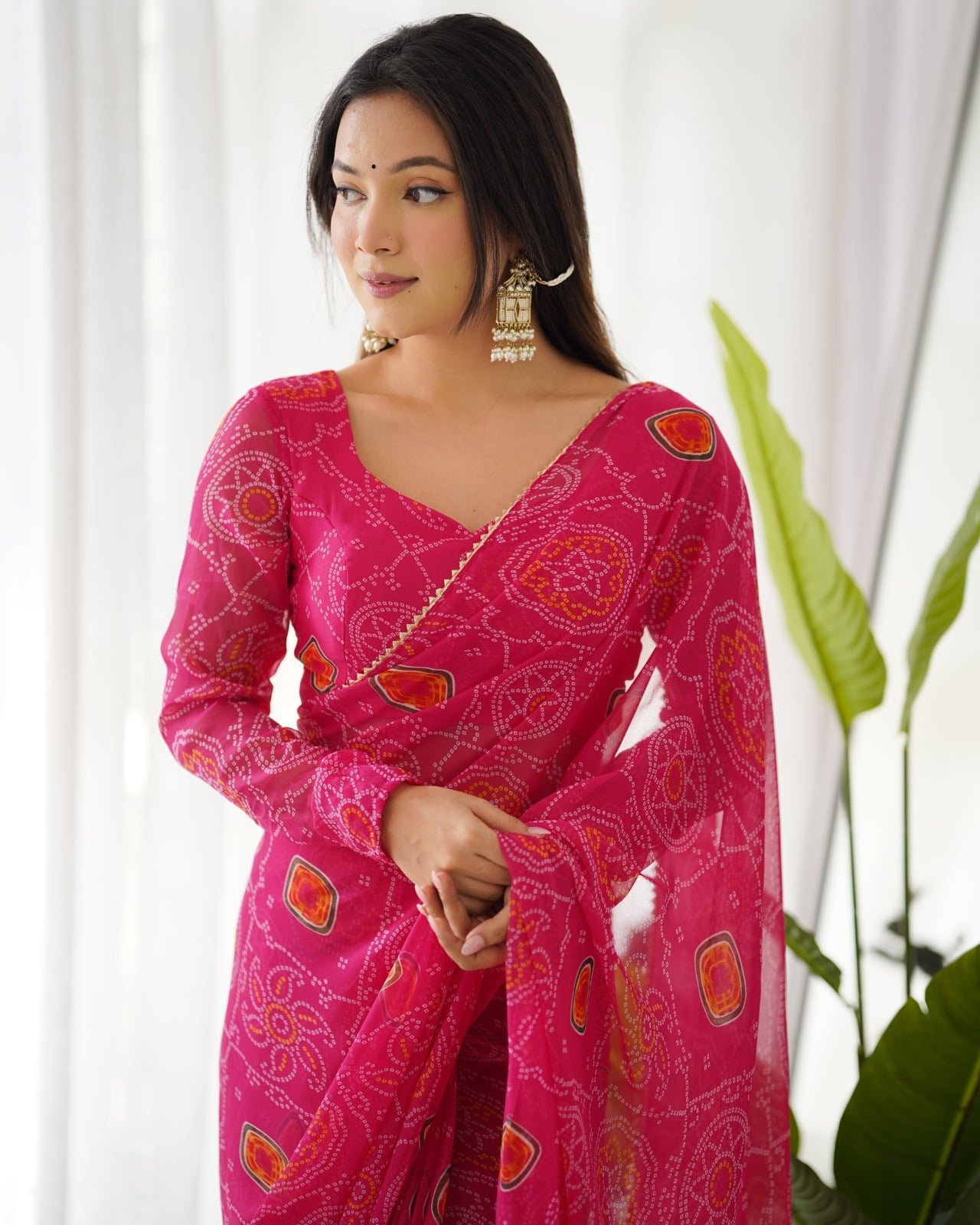 Latest Collection Of Ready To Wear Saree Bandhej Printed